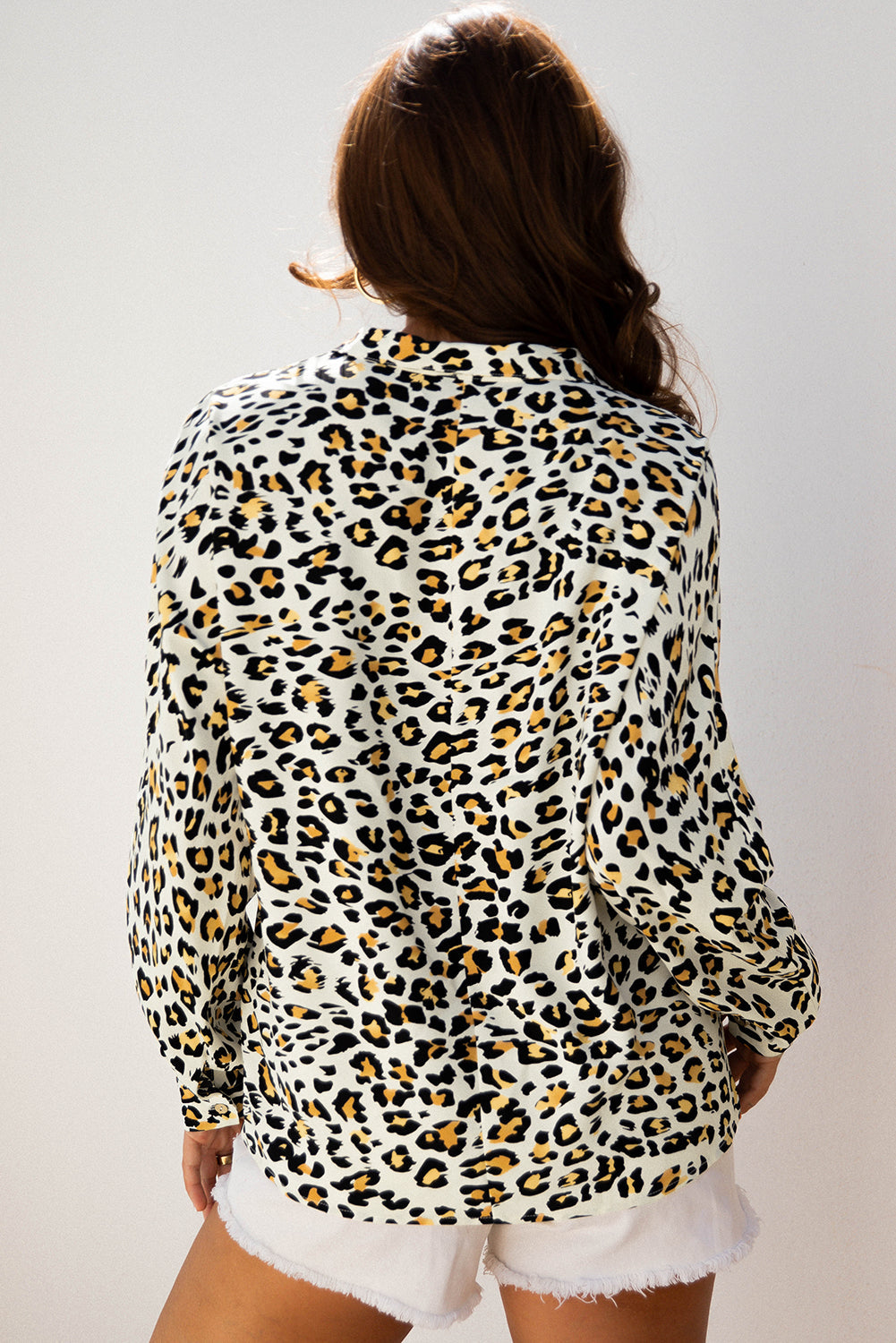 Threaded Pear Laurel Leopard V Neck Blouse