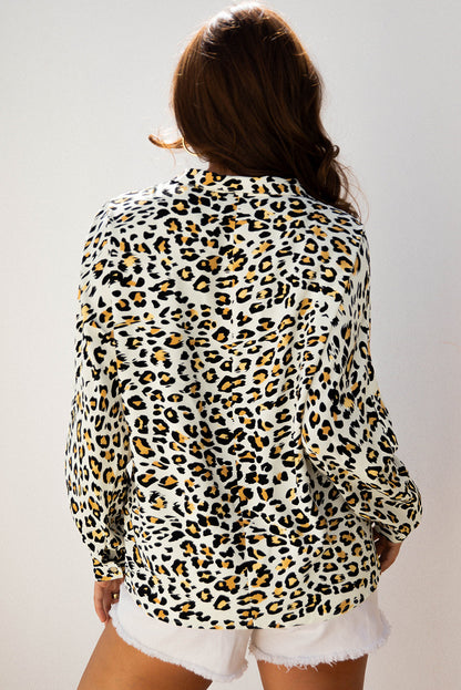 Threaded Pear Laurel Leopard V Neck Blouse