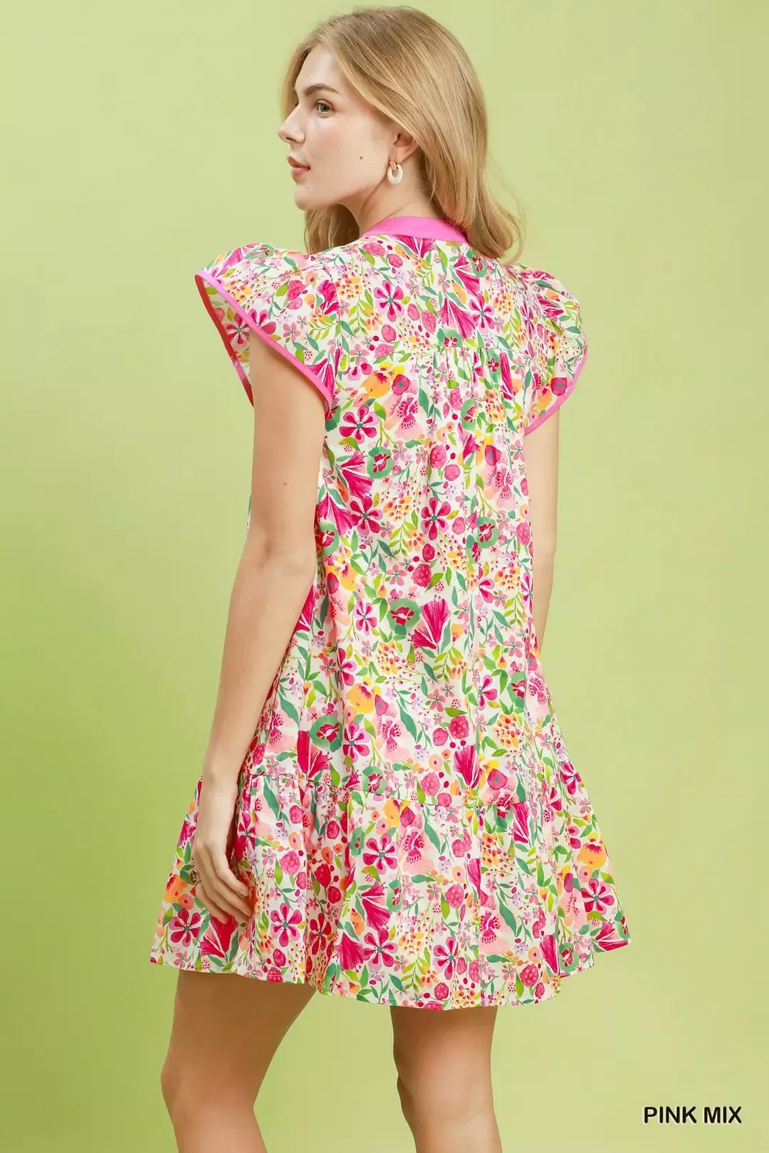 umgee mini dress Umgee cream mix jacquard botanical print spring mini dress K1826 medium