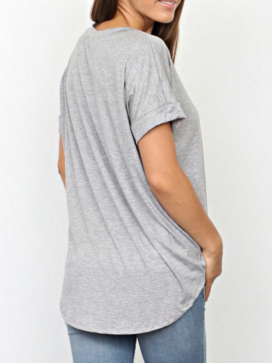Summer Boho Retro Cool Solid Color Soft Rayon Every Day  High And Low Top Shirt Blouse | Small-3 XL