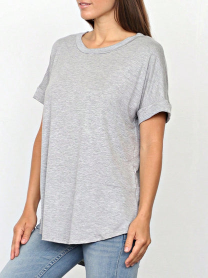 Summer Boho Retro Cool Solid Color Soft Rayon Every Day  High And Low Top Shirt Blouse | Small-3 XL