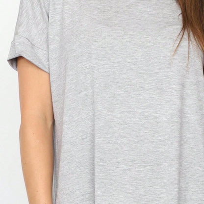 Summer Boho Retro Cool Solid Color Soft Rayon Every Day  High And Low Top Shirt Blouse | Small-3 XL
