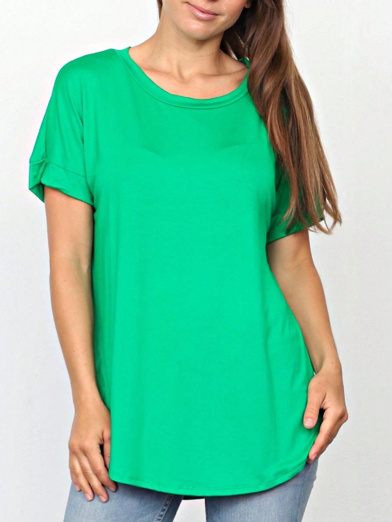 Summer Boho Retro Cool Solid Color Soft Rayon Every Day  High And Low Top Shirt Blouse | Small-3 XL