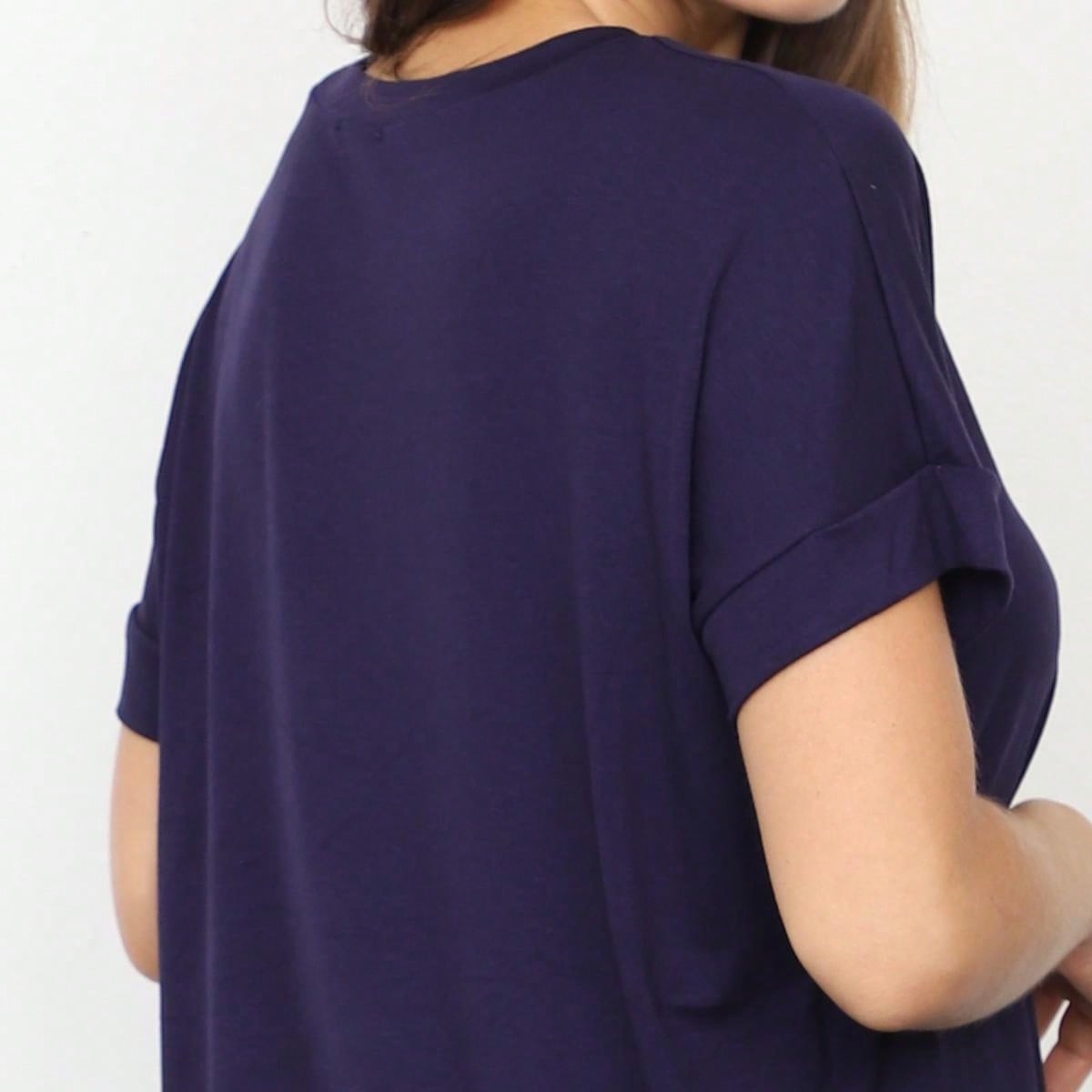 Summer Boho Retro Cool Solid Color Soft Rayon Every Day  High And Low Top Shirt Blouse | Small-3 XL