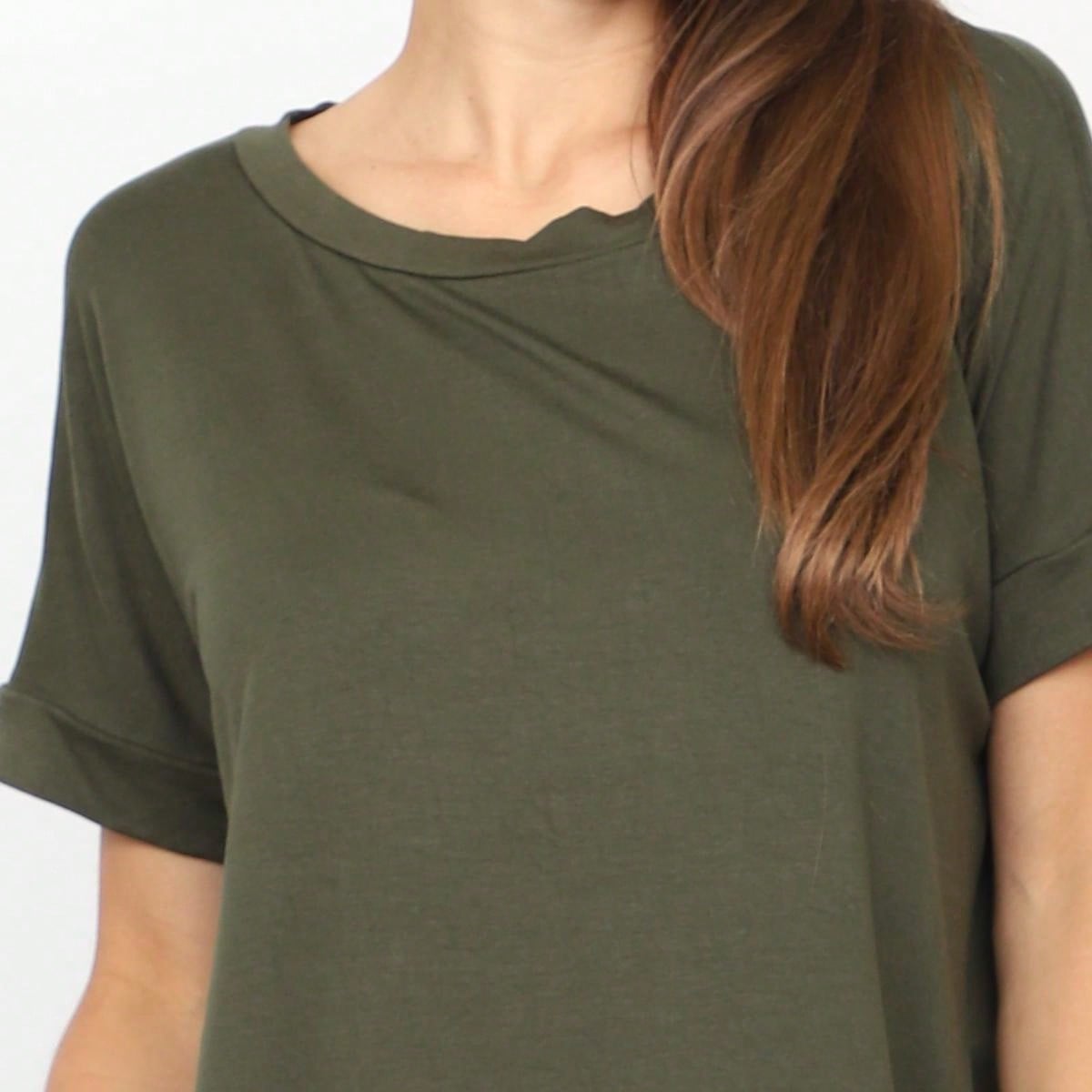 Summer Boho Retro Cool Solid Color Soft Rayon Every Day  High And Low Top Shirt Blouse | Small-3 XL