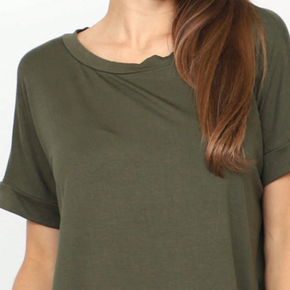 Summer Boho Retro Cool Solid Color Soft Rayon Every Day  High And Low Top Shirt Blouse | Small-3 XL