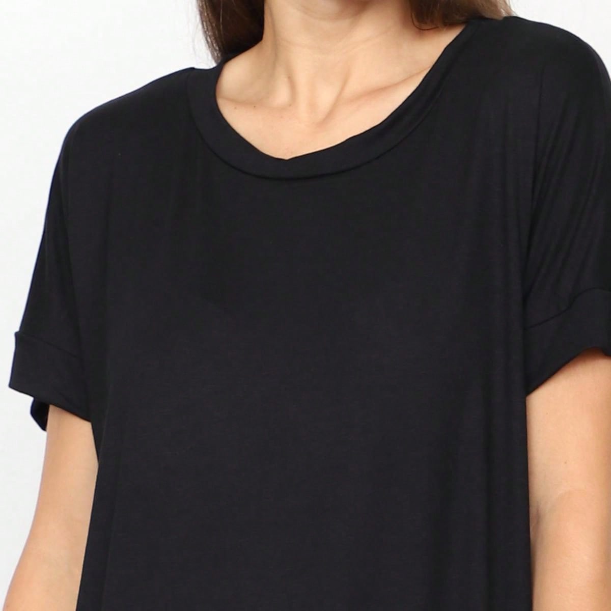 Summer Boho Retro Cool Solid Color Soft Rayon Every Day  High And Low Top Shirt Blouse | Small-3 XL