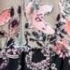 Boho Retro Beige Pink Khaki Black Color Block Oriental Geo 60's Tiered Tunic Top Shirt Blouse | Small-3 XL