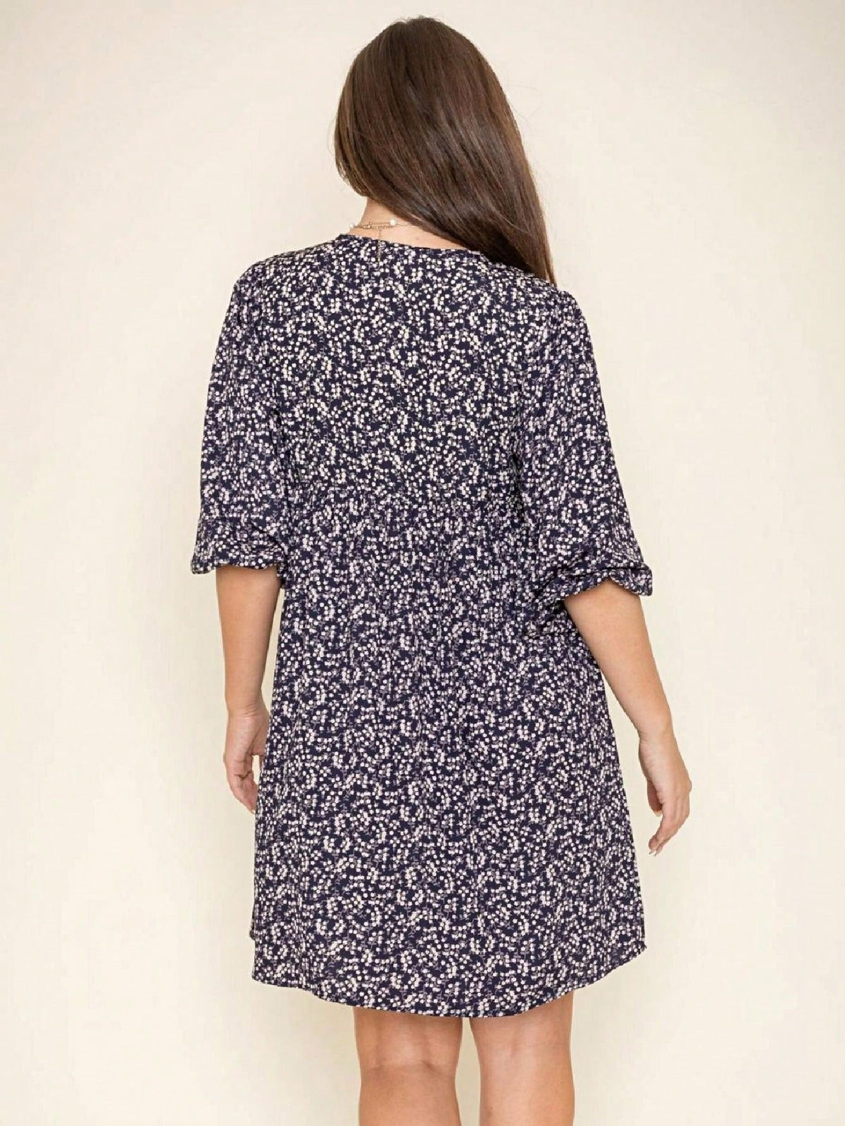 Boho Retro Half Balloon Puff Sleeve   Tunic Dress