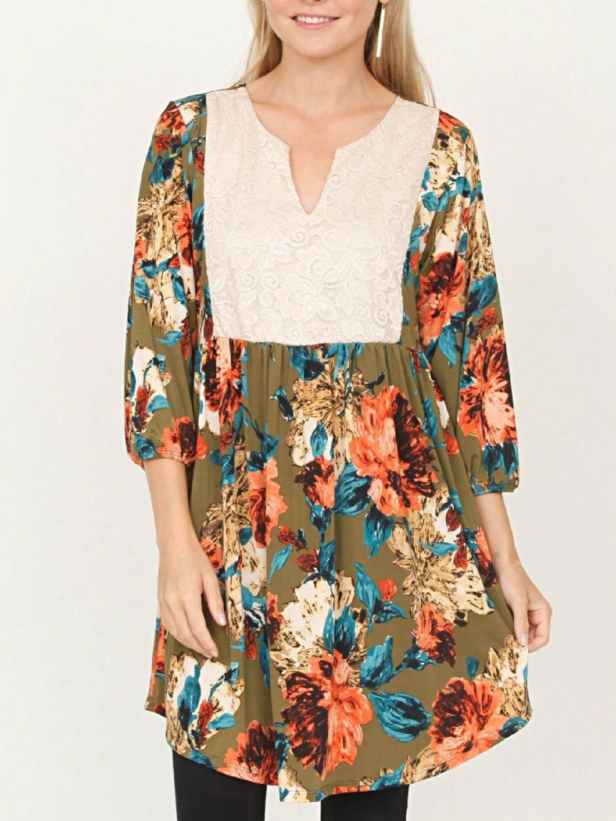 Boho Retro Half Balloon Puff Sleeve   Tunic Dress