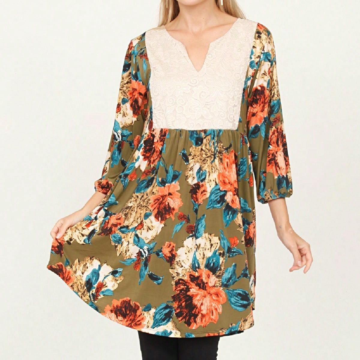 Boho Retro Half Balloon Puff Sleeve   Tunic Dress