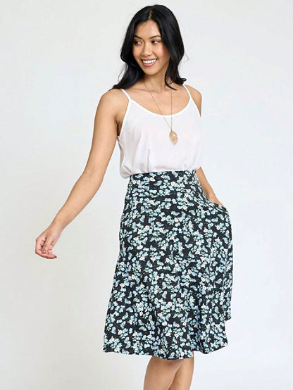 Boho Retro Knee Length Skirt Ditsy Floral