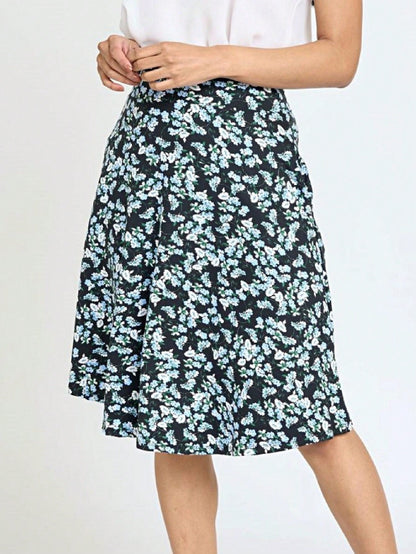 Boho Retro Knee Length Skirt Ditsy Floral