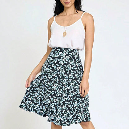 Boho Retro Knee Length Skirt Ditsy Floral