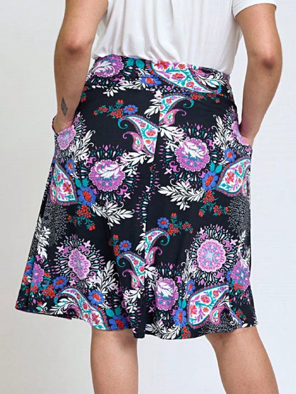 Boho Retro Knee Length Skirt Ditsy Floral