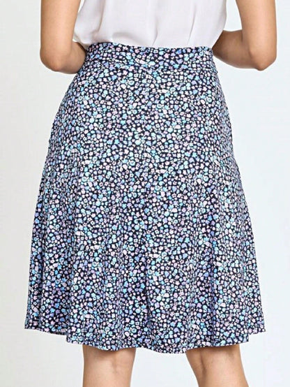 Boho Retro Knee Length Skirt Ditsy Floral