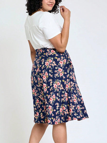 Boho Retro Knee Length Skirt Ditsy Floral
