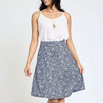 Boho Retro Knee Length Skirt Ditsy Floral