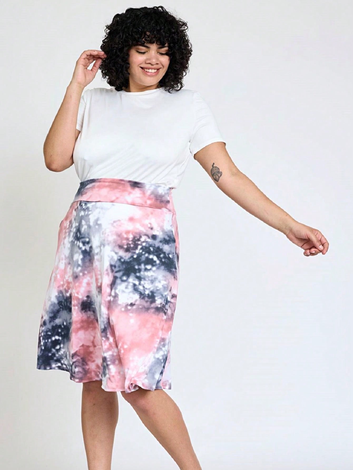 Boho Retro Knee Length Skirt Ditsy Floral