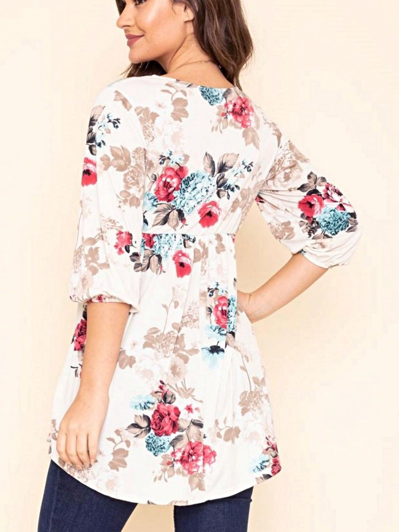 Boho Retro Half Balloon Puff Sleeve   Tunic Dress