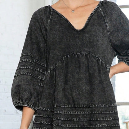 Boho Retro Plaid Button Down Cotton Shirt Tiered Dress