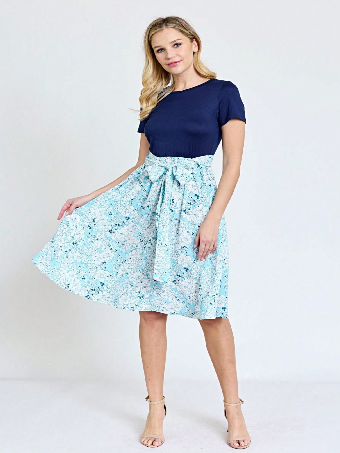 Boho Retro Classic Short Sleeve Contrast  Stripe Green Red Blue Black Midi Dress With Sash  | S-3X