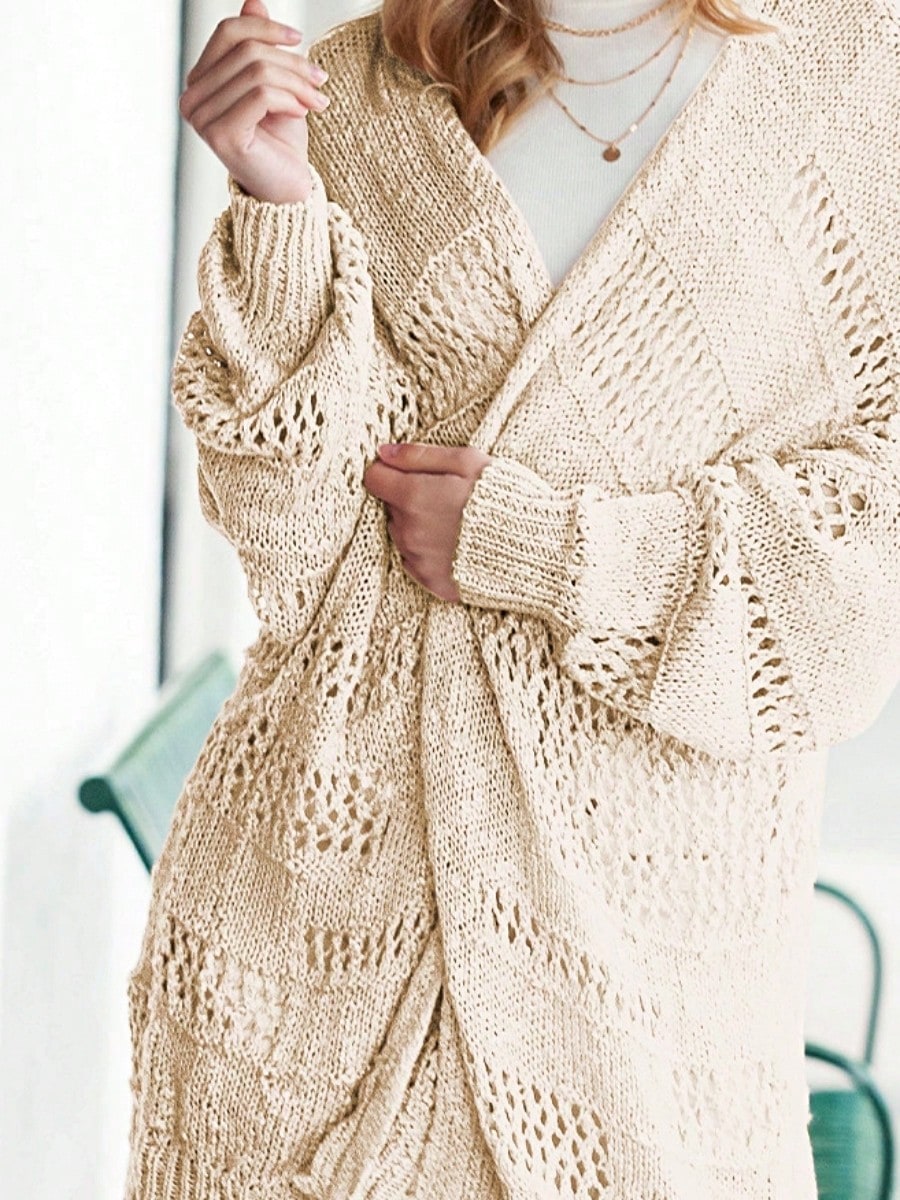 Boho Retro Crochet Knit Hollow Light Weight Dolman Batwing Sleeve Oversized Boyfriend Cardigan
