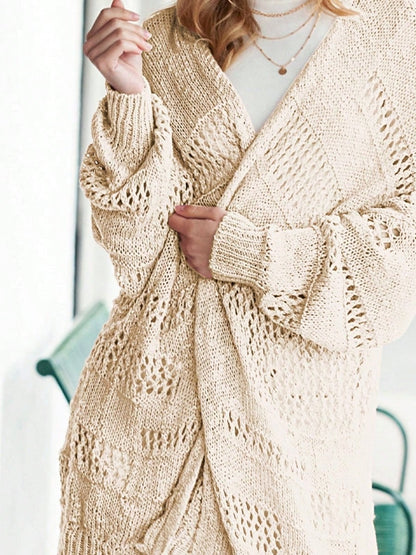 Boho Retro Crochet Knit Hollow Light Weight Dolman Batwing Sleeve Oversized Boyfriend Cardigan