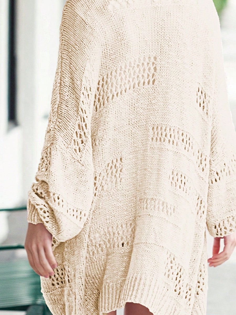 Boho Retro Crochet Knit Hollow Light Weight Dolman Batwing Sleeve Oversized Boyfriend Cardigan