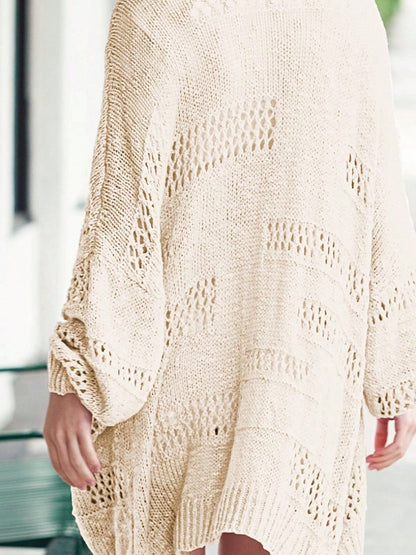 Boho Retro Crochet Knit Hollow Light Weight Dolman Batwing Sleeve Oversized Boyfriend Cardigan