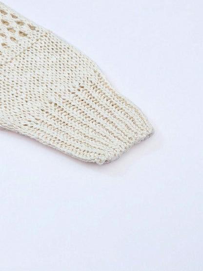 Boho Retro Crochet Knit Hollow Light Weight Dolman Batwing Sleeve Oversized Boyfriend Cardigan