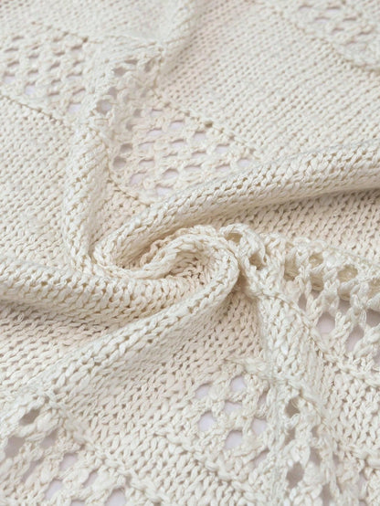 Boho Retro Crochet Knit Hollow Light Weight Dolman Batwing Sleeve Oversized Boyfriend Cardigan