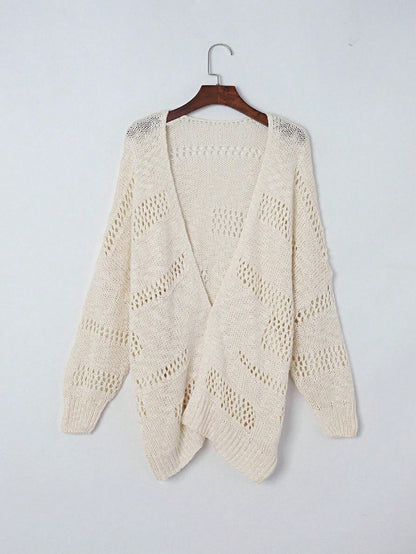 Boho Retro Crochet Knit Hollow Light Weight Dolman Batwing Sleeve Oversized Boyfriend Cardigan
