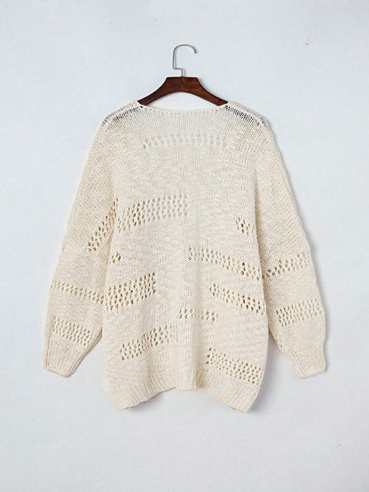 Boho Retro Crochet Knit Hollow Light Weight Dolman Batwing Sleeve Oversized Boyfriend Cardigan