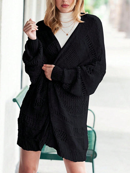 Boho Retro Crochet Knit Hollow Light Weight Dolman Batwing Sleeve Oversized Boyfriend Cardigan