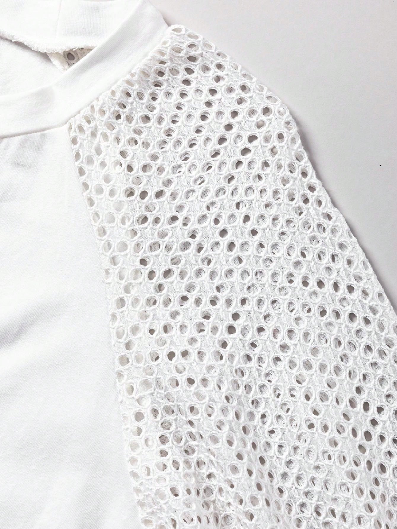 Boho Retro Vintage 90's Vibe White Cotton Short Lantern Bubble Puff  Sleeve  Embroidered Eyelet Hollow Top Shirt Blouse