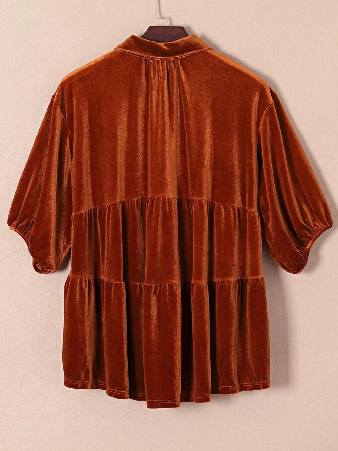 Boho Retro Vintage 60's Velvet Velour Red Grey Charcoal Drop Sleeve Balloon Puff Loose Party Shirt Blouse