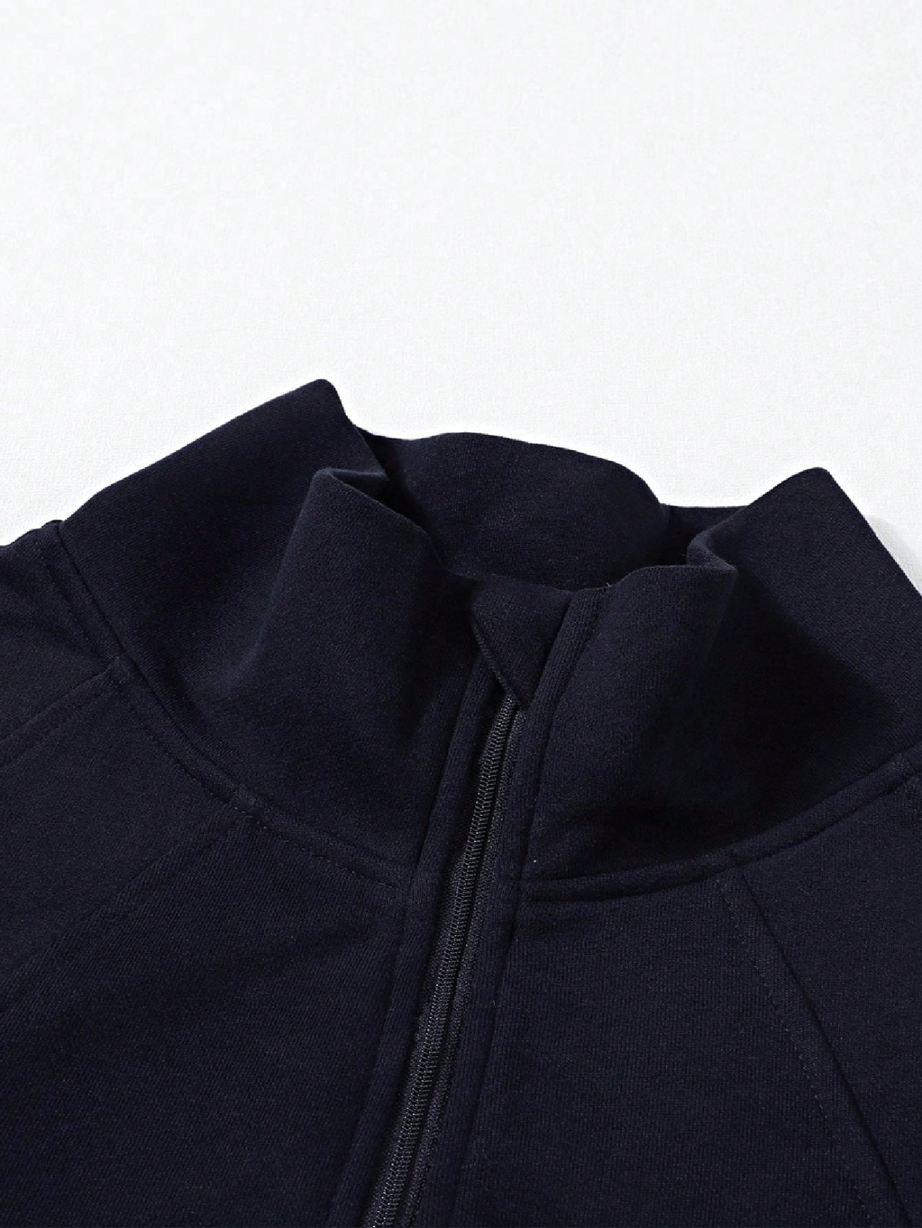 Boho Retro Vintage 90's Cotton Stand Collar  Solid Kangaroo Front Pocket Thumbhole Long Sleeve Zip Up Top Sweatshirt Pullover
