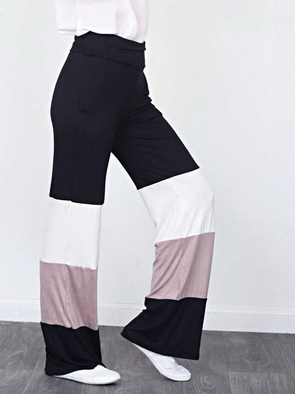 Fold Over Band Wide Leg Tiered Soft Long Lounge Pants