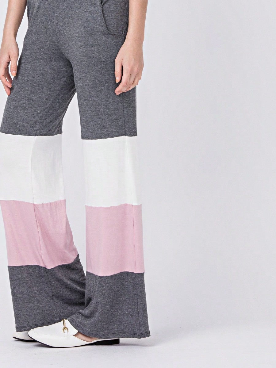 Fold Over Band Wide Leg Tiered Soft Long Lounge Pants