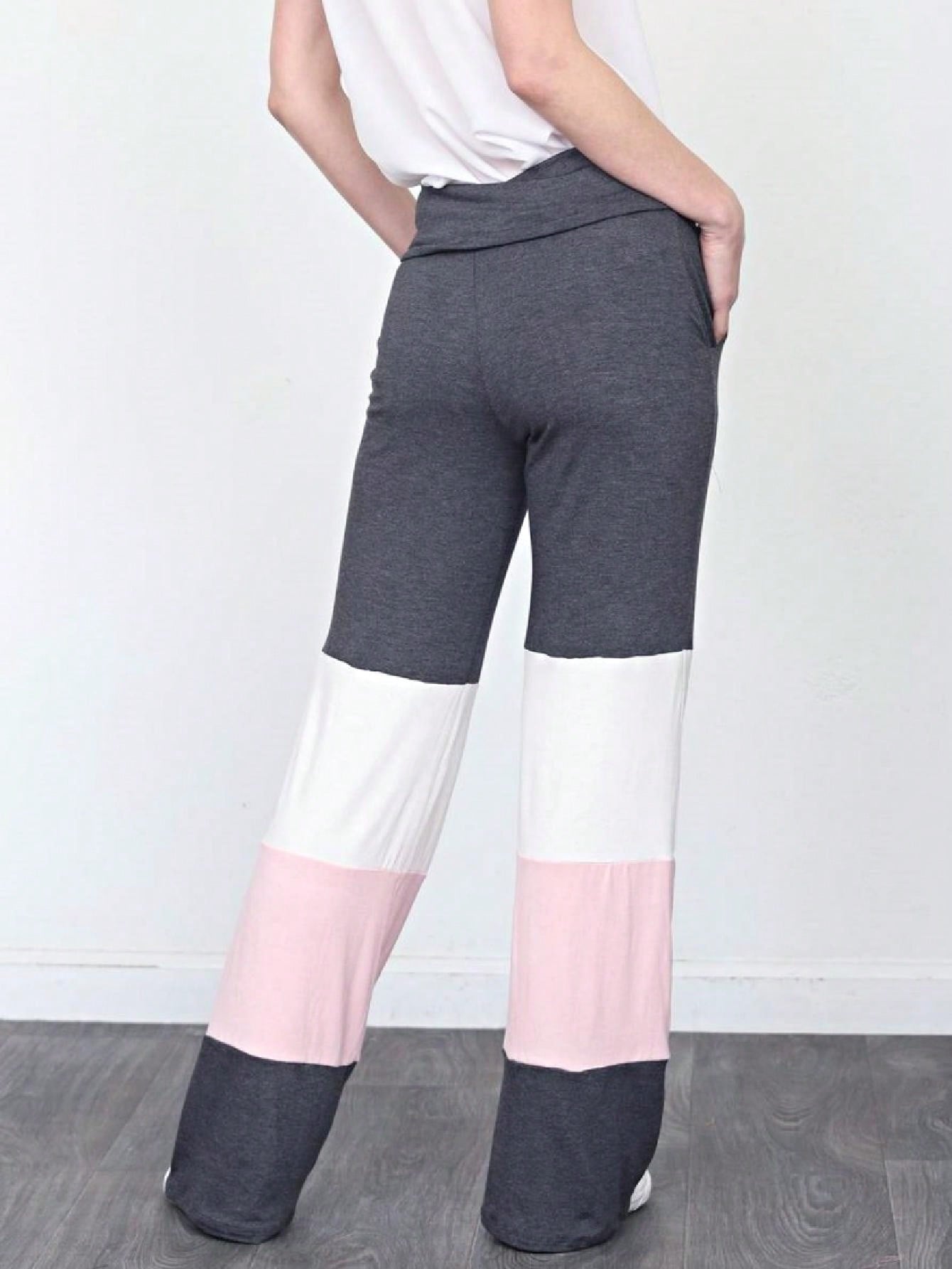 Fold Over Band Wide Leg Tiered Soft Long Lounge Pants