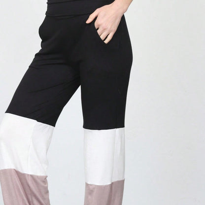 Fold Over Band Wide Leg Tiered Soft Long Lounge Pants