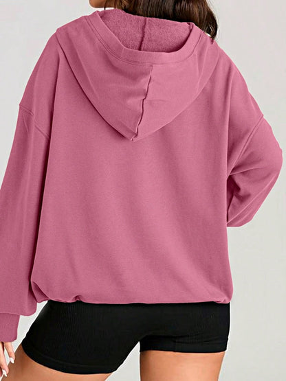 Boho Retro Vintage 90's Cotton  Solid Kangaroo Front Pocket Long Sleeve Zip Up Top Sweatshirt Hoodie Pullover Hooded