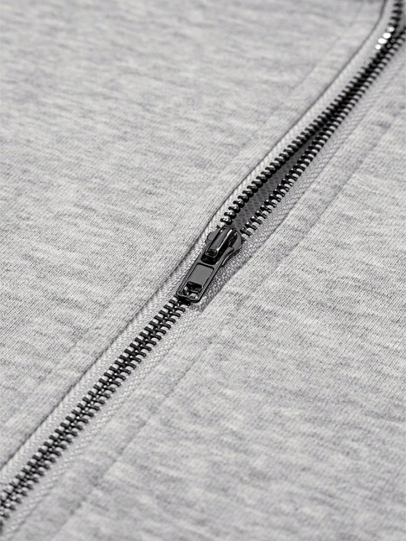 Boho Retro Vintage 90's Cotton  Solid Kangaroo Front Pocket Long Sleeve Zip Up Top Sweatshirt Hoodie Pullover Hooded