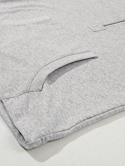Boho Retro Vintage 90's Cotton  Solid Kangaroo Front Pocket Long Sleeve Zip Up Top Sweatshirt Hoodie Pullover Hooded