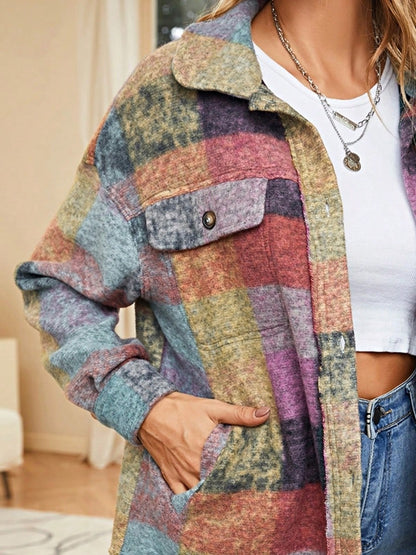Women Cute Boho Vintage Knitted Fabric Lapel Regular Sleeve Flared Hem Shirt With Ruffle Details For Casual Wear