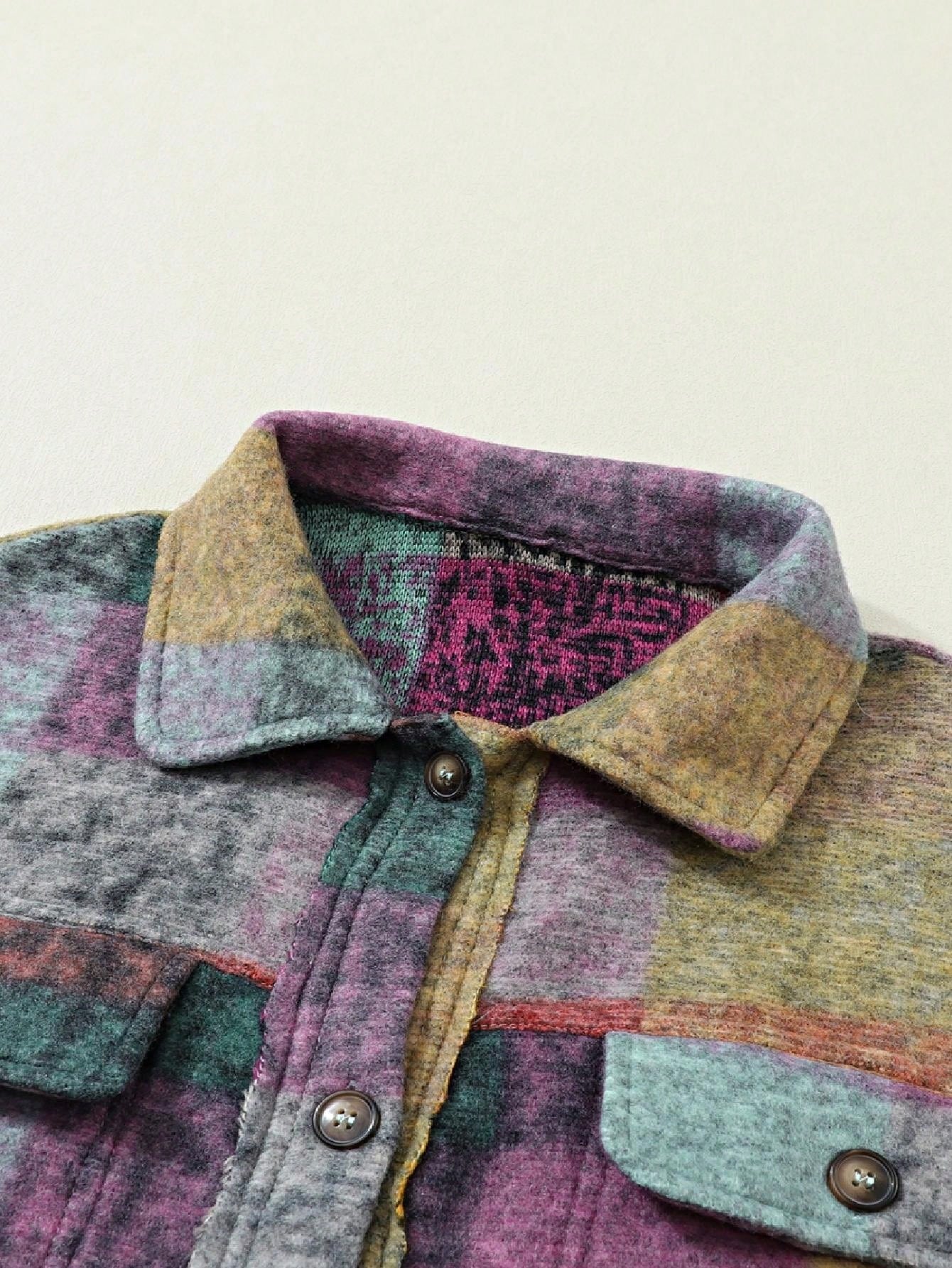 Women Cute Boho Vintage Knitted Fabric Lapel Regular Sleeve Flared Hem Shirt With Ruffle Details For Casual Wear