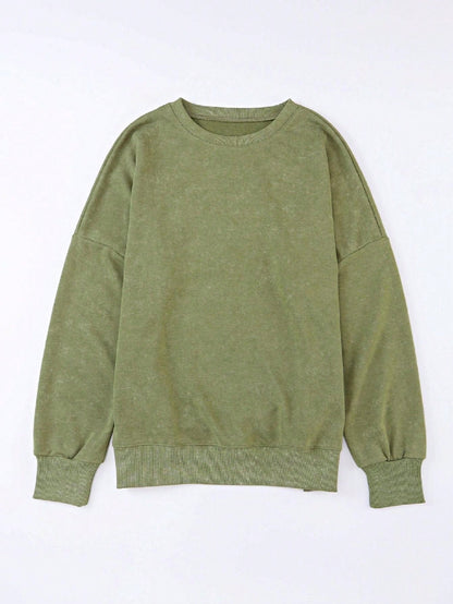 Boho Retro 60's Cotton Mix  Drop Shoulder Mineral Acid Washed Oversized Side Slit Dolman Shirt Top  Sweatshirt Pullover