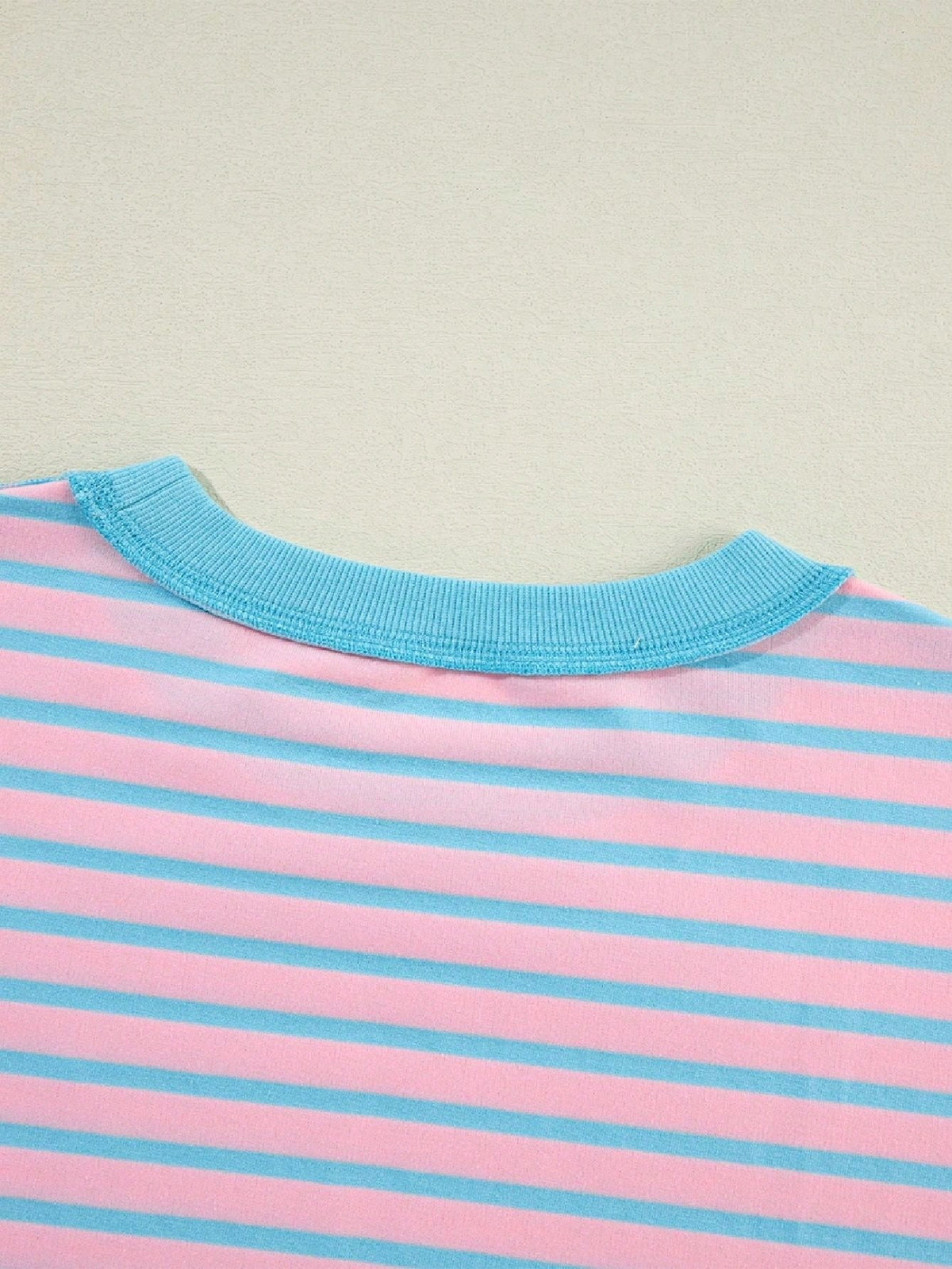 Boho Retro 90's Cotton Mix  Drop Shoulder Pink Mint Stripe Color Block Oversized Dolman T Shirt Top Shirt Blouse | Small-3 XL