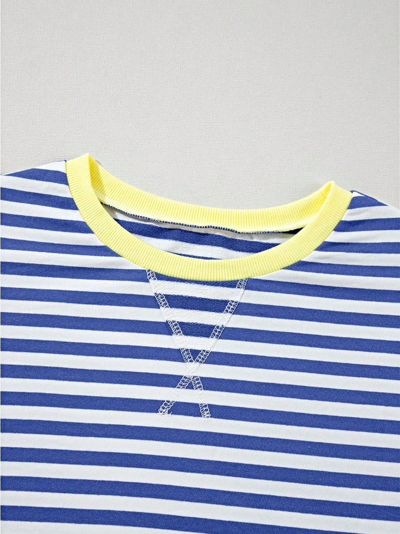 Boho Retro 90's Cotton Mix  Drop Shoulder Pink Mint Stripe Color Block Oversized Dolman T Shirt Top Shirt Blouse | Small-3 XL